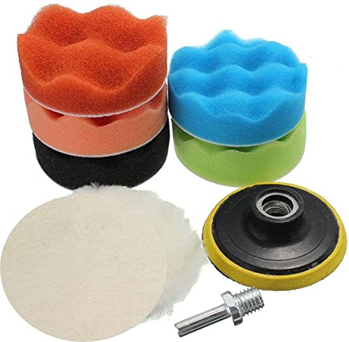 Image of DIY Crafts 1 Kit, 8 Pcs Kit, 3 inch inch Car Cleaning Felt & Wool Pad Foam Polishing Waxing Pad Kits Buffing Polishing Wheel Sponge Wool Buffing Pad (1 Kit, 8 Pcs Kit)