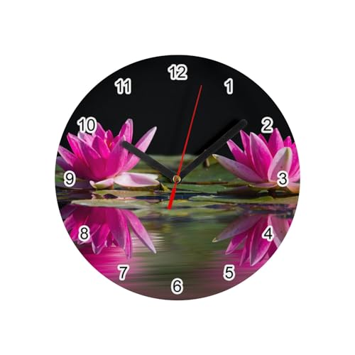 Horloge nénuphars roses en verre : lisible et compacte - 2