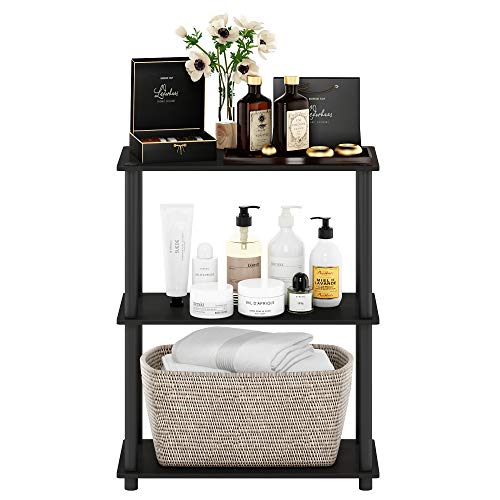 Image of Furinno TURN-N-TUBE Storage Shelves, 3-Tier Book Shelf, Corner Shelf, Toolless Open Shelves, for Organization and Storage, Living Room, Garage, Home Office, Espresso