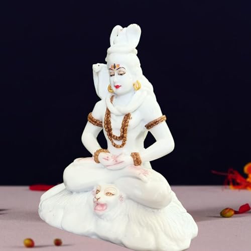 Image of Handicrated Marble Shiv ji Statue Shankar Bhagwan Murti for Home /Temple (5 inchx4 inchx6 inch Inch)