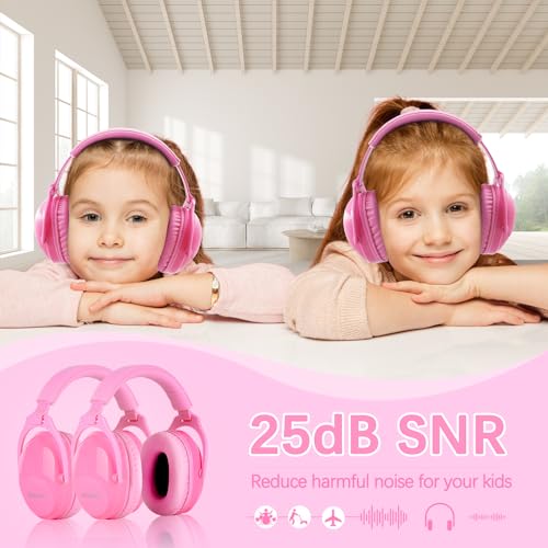 Image of ZOHAN Kids Ear Protection 2 Pack, 25dB NRR Noise Cancelling Headphones for Kids, with Pillowy Pads, for Monster Truck, School, Autism, Sensory, Fireworks, Concerts, Events (Pink+Pink)