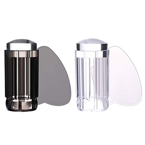 Nail Stamper,2 Set Clear Jelly Soft Silicone DIY Rectangular Nail Art Stamping with Scraper Image Plate Manicure Tools,2.8cm/1.1 Inches