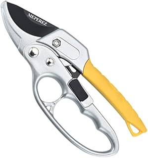 MEPEREZ Garden clippers, German pruners, ratchet pruning shears, work 3 times easier, gardening tools, for trimming rose, floral, tree, live plants, sharp garden scissors, arthritis weak hand snips