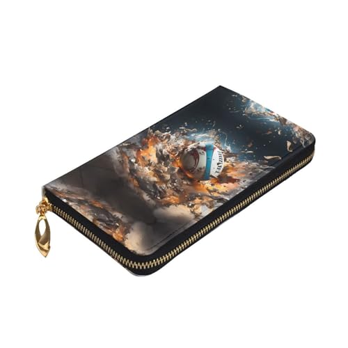 Leather Wallet 7.48 x 4.13 in - Stylish and Durable Wallet for Women with Multiple Compartments and Zipper Design Rugby on Fire Prints3