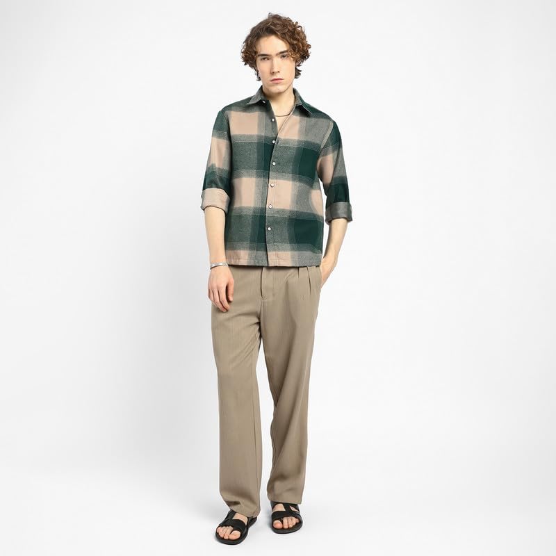 Image of CAHOOT Men's Shacket for Casual Wear | Spread Collar | Long Sleeve | Button Closure | Overshirt /Shacket Crafted with Comfort Fit for Everyday Wear