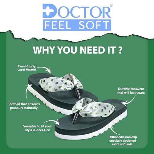Image of DOCTOR FEEL SOFT Women's Cushioned Platform Slippers | Soft Fabric Padded Strap Flip Flops | Lightweight Shock Absorbing Sole for Everyday Wear Home, Casual & Relaxed Walking Use