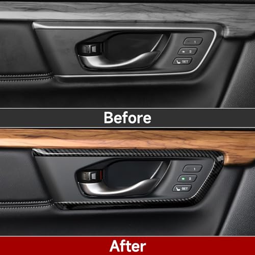 Image of Inner Door Bowl Decals for Honda CRV 2017 2018 2019 2020 2021 2022 Accessories CR-V ABS Carbon Fiber Interior Stickers, Black