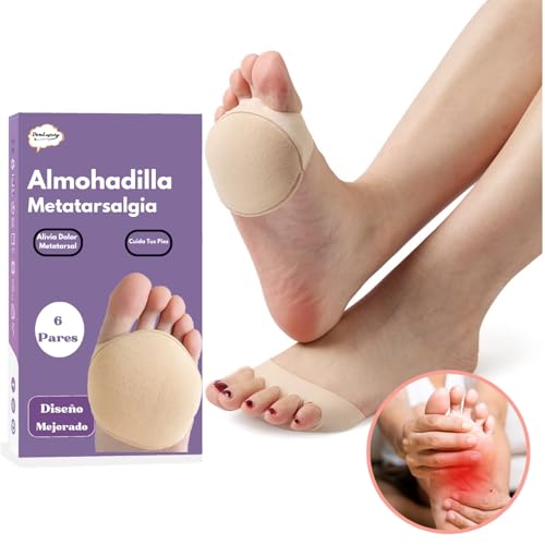 Almohadillas Para Pies [Pack 6 Pares Extra Acolchado]- Verificado en España- Almohadilla Metatarsal - Alivia Dolor Metatarsal- Reduce El Dolor Gracias Al Doble Acolchado- Mejora Tu Días