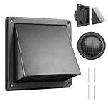 WeCooper 150mm 6 Inch Black Cowled External Wall Louvre Grille 304 Stainless Steel Extractor Fan Outside Air Vent with Removable Cover and Bird Screen Mesh