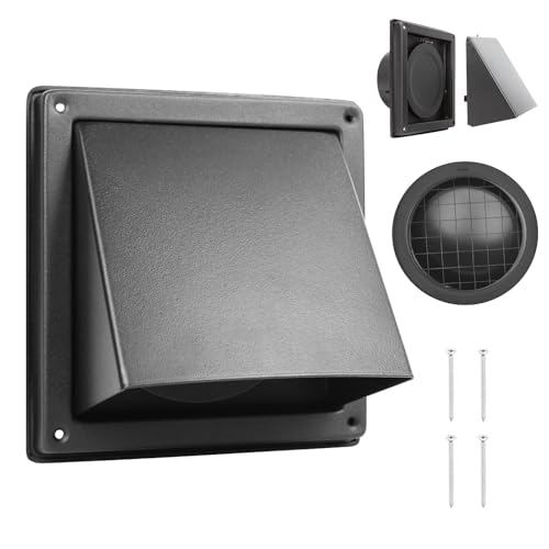 WeCooper Wetterschutzgitter Außenbereich 100mm Lüftungsgitter Edelstahl Schwarz mit Insektenschutz und Vogelschutzgitter Abnehmbare Ablufthaube