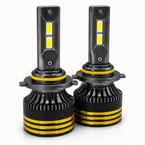 Image of VECTRON H4 /H19 LED Headlight Bulbs for Car, 260W Super Bright 4300K Warm Golden White, Cooling Fan, IP68 Waterproof, 2 Year Warranty, Set of 2