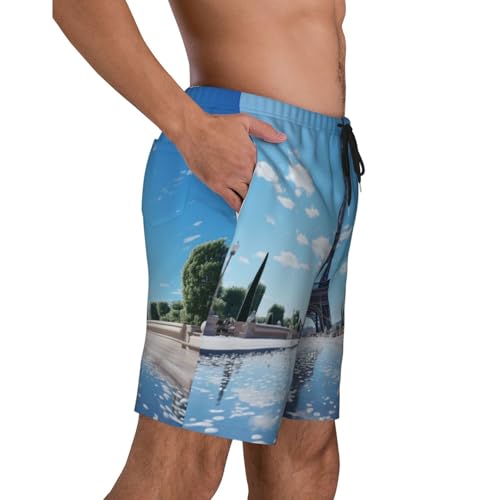 The Majestic Eiffel Tower Men Beach Pants – Swim Trunks for Men,Quick-Dry and Comfortable, Suitable for Beach, Surf, and Everyday Wear Black3
