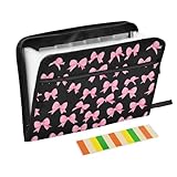 ALAZA Funny Bow Black 13 Pocket Expanding File Folder with Labels, Accordion File Folder File Organizer Letter A4 Paper for Office School Student