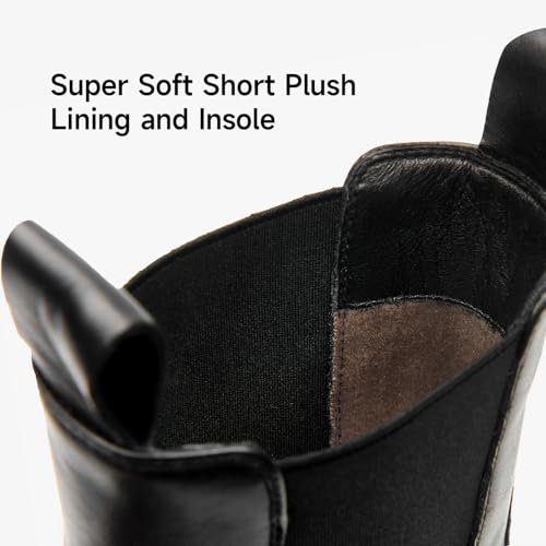 BEAU TODAY Chelsea Boots for Women, Chunky Platform Leather Chelsea Boots Womens Ankle Boots Round Toe Winter Dress Fashion Booties4