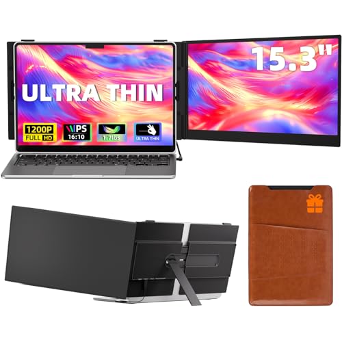Image of Laptop Screen Extender, 15.3 inch 16:10 IPS 100% sRGB Portable Travel Monitor for Laptop, FHD 1200P External Display Screen, Dual Screen Attachment Plug & Play for Mac Windows