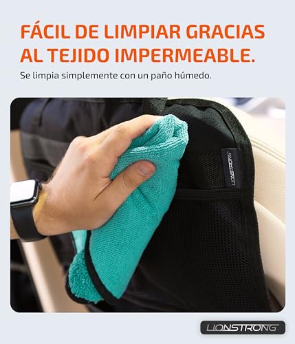 Miniatura 4 de Lionstrong Organizador Asiento Coche - Universal Multi-Bolsillo Protector Trasero Del Asiento De Coche Para Niños - Kick Mats Negro