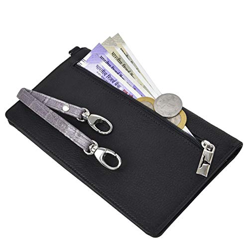 Image of URBAN FOREST Ruby Grey /Black Leather Sling Wallet for Women