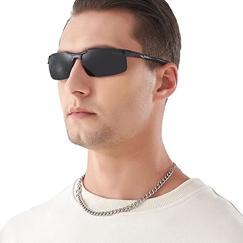 Image of grey jack Al-Mg Sports Polarized Sunglasses Classic Rectangle Half Frame Sun Glasses S8177