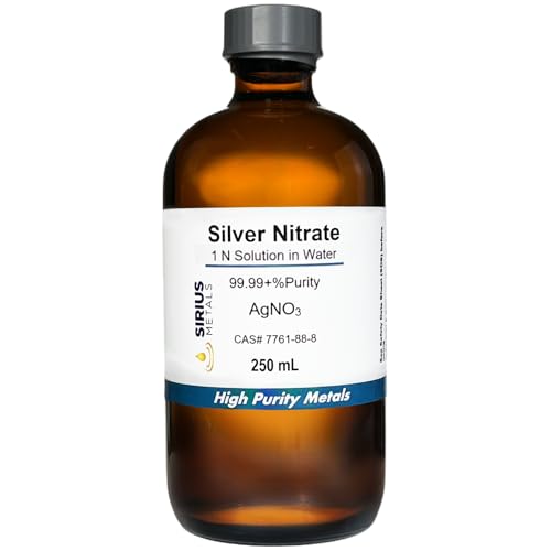 Silver Nitrate Solution (CAS# 7761-88-8) - 1 Normal (1N) AgNO3 Solution in Water - 99.99+% Purity: 250 mL in Amber Glass Bottle