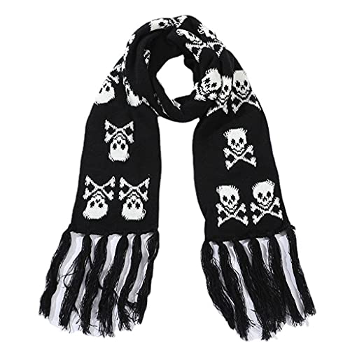 Montesy Skeleton Scarves For Women Men Stylish Skull Winter Knitted Unisex Warm Soft Scarf Gift Outfit Skull Crossbones Winter Scarfs For Women Black