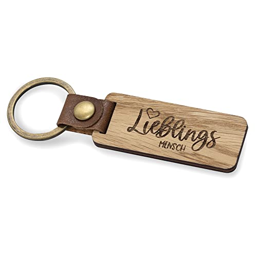 Personalisierter Schlüsselanhänger, Anhänger mit Schlüsselring, aus Holz mit individueller Gravur, Geschenk für Weihnachten, zum Geburtstag, Valentinstag uvm.