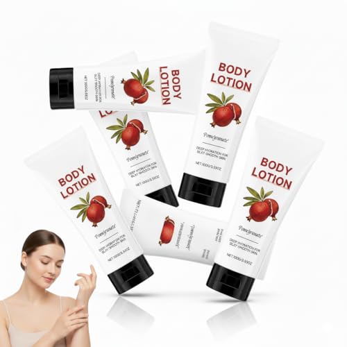 Loción corporal de granada, crema hidratante para el cuidado de la piel, loción corporal de suero nutritiva y reafirmante con granada, crema de granada para mejorar la piel seca, suave para la piel (6