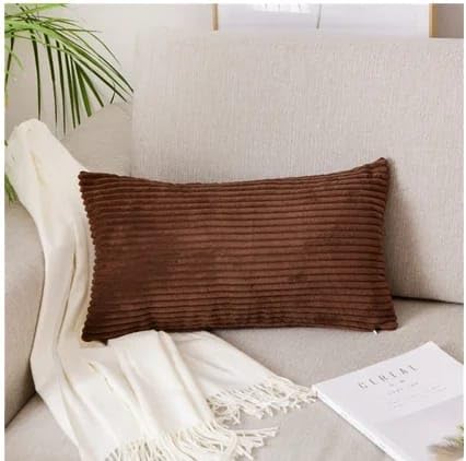 Guffaw Corduroy Rectangular Cushion Covers, Size 12x18, Pack of 2, Multiple Colors (1, Chocolate Brown)