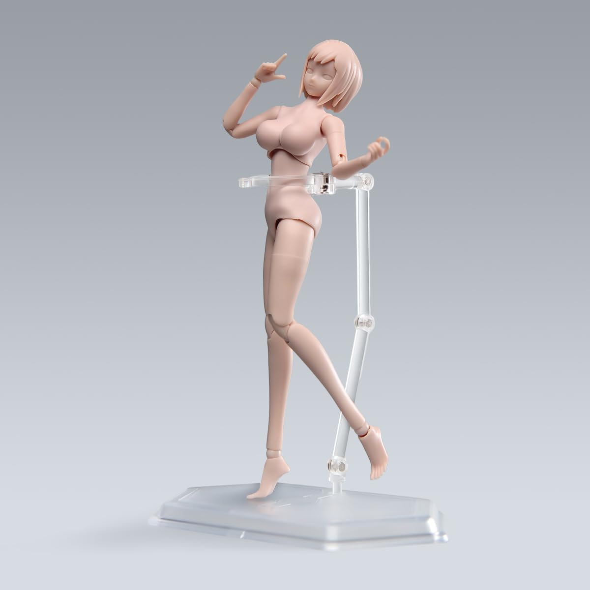 1/12 Scale Female Action Figure Body, 6 inches Flexible Ball Joint Female Action Figure Girl Doll Model with Head Sculpt & Detachable Hands & Feet Shapes & Holder Accessories (Huge Bust)