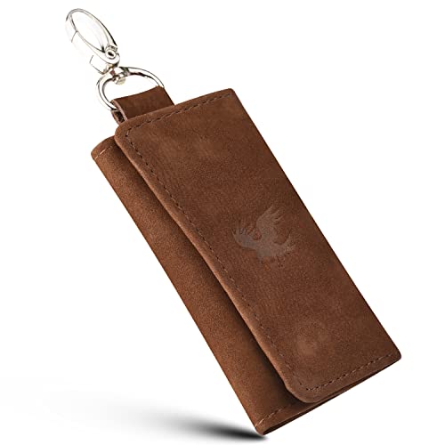 Blackbird Leathers Leather Trifold Key Holder- Minimalist & Tactical Men Keychain Wallet Organizer With 2 Inner Pockets - Compact Cabinet Pouch And Cute Backpack (Brown), 8Cm (Bbkc01) #TOP30