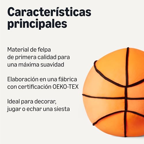 Miniatura 2 de Amazon Basics Baloncesto Peluche Almohada, Juguete Cojín Estilo Deportivo para Cama o Sofá, Decoración Habitación Infantil, Naranja