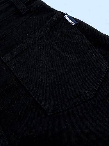 Image of KiddoPanti Girls Solid A-Line Fit Pinafore 5 Pocket Denim Dungaree Skirt