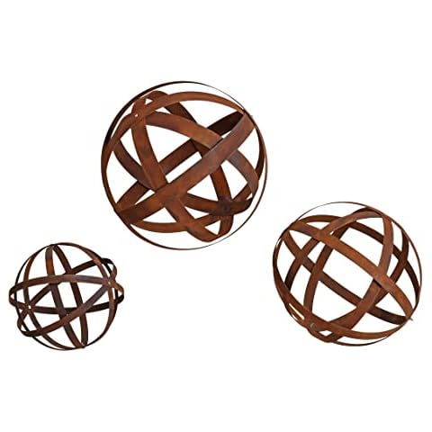 ESTEXO Edelrost Dekokugel Rostkugel Gartenkugel Kugel Metallband Bandeisen Gartendeko Rost Metall Cover