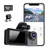 JJDNAVI Dash Camera for Car, 4K Front and Rear Inside 3 Channel Dash Camera, 360° Dash Camera with 64GB SD Card Dash Cam with IR Lamps, Night Vision, G-Sensor, Loop Recording, 24h Parking Monitor
