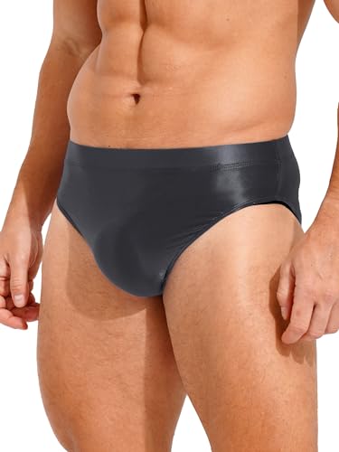 YiZYiF Men's Oil Silky Sissy Briefs High Waist Transparent Swim Briefs Male Glossy Underwear4