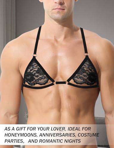 Men Bikini Lingerie Sissy Lace Bra Top Crossdresser Bralette Tank Tops Sleepwear Nightwear S-XL4