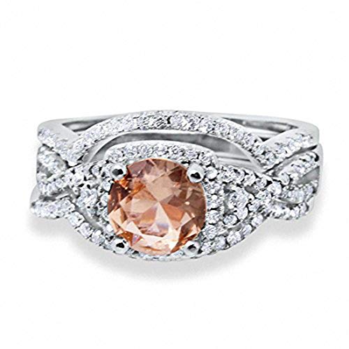 Blue Apple Co. Halo Infinity Shank Wedding Trio Set Ring Round Cubic Zirconia 925 Sterling Silver