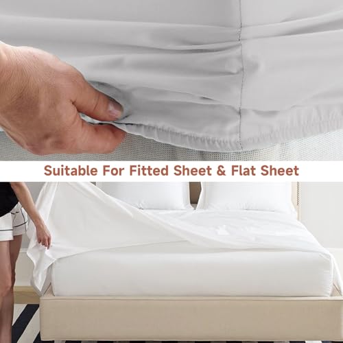 Image of Bed Sheet Straps, Upgrade Fitted Bed Sheet Holders for Corners, Non Slip Sheet Clips Grey 4Pcs