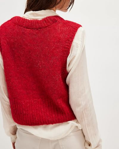 Gacaky Women Sleeveless Crop Knit Vest Casual Crew Neck Loose Fit Knit Lightweight Sweater Pullover Tops Fall Trendy Clothes2