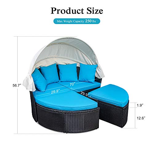 image for M/W M & W M&W Round Outdoor Daybed with Canopy, Patio Furniture with W