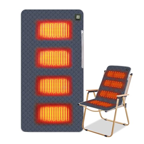 Cojín de asiento con calefacción, cojín térmico eléctrico, 45 x 90 cm, con 3 niveles de calor, ultrasuave, portátil, USB 5 V, para camping, actividades al aire libre (azul marino)