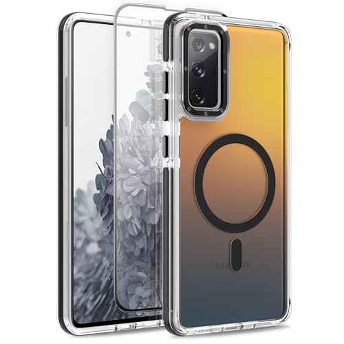 Image of Magnetic Case for Samsung Galaxy S20 FE 5G [Compatible with Magsafe] [Cute Fashion Fluorescent Design] [1 Screen Protector] Slim Translucent Matte Case for Galaxy S20 FE 5G 6.5 inch, Black