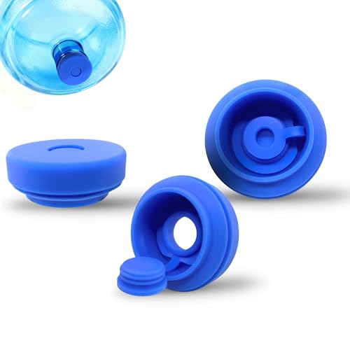 5 Gallon Water Bottle Caps with Hole - 3 Pack Reusable Food-Grade Silicone Jug Lids for 55mm Opening, Leak-Proof & Dust-Proof Replacement Caps for Water Dispensers, Home, Office & Outdoor Use