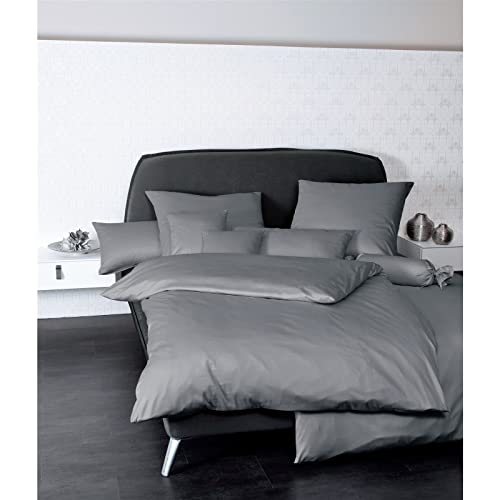 Janine Maco Satin Bed Linen Uni colour 135 x 200 cm, 100% Cotton, graphite, 135 cm x 200 cm
