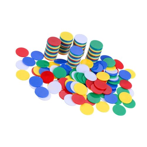 FRCOLOR 200Pcs Plastic Game Chips Poker Tokens for Bingo Games Smooth Edges for Counting Sorting and Rewarding Behavior