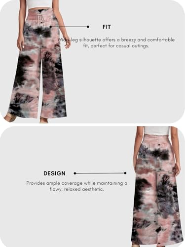 Image of Leriya Fashion Womens Mid Rise Tie-Dye Loose Fit Flared Wide Leg Palazzo Pants | Relaxed Pants | Bottom