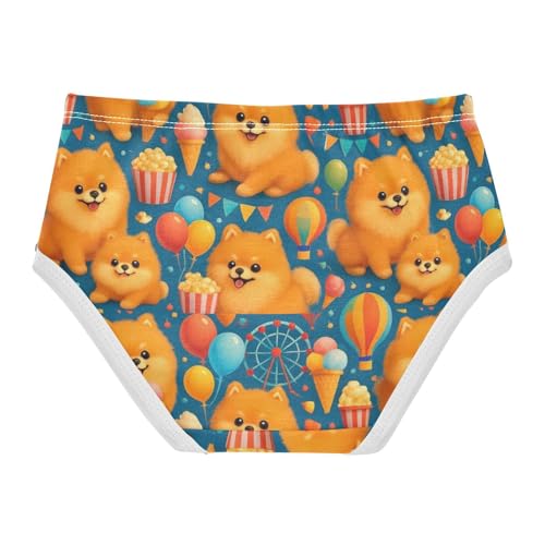 Joisal Cute Pomeranian Dogs Party Panties Little Girl Girls Underwear Toddlers Cotton Bright Kids Briefs Undies 2t2