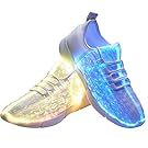 YIQIZQ Fiber Optic Shoes Light Up Sneakers for Women Men LED Luminous Trainers Flashing Shoes for Festivals,Halloween with USB Charging, White