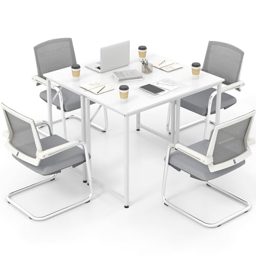 Tangkula Set of 2 Conference Tables, Rectangular Meeting Room Table with Adjustable Foot Pads, Seminar Table for School or College, Boardroom Desk, Study Writing Desk, Home Office Desk