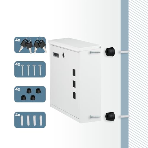 Buzón de pared con ventanillas Relaxdays en color blanco y 4 llaves de seguridad 8