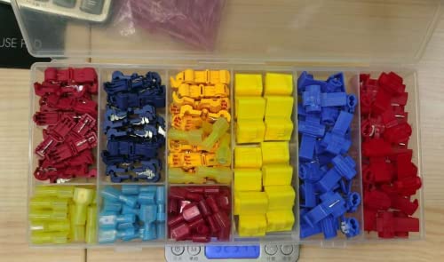 Wiring Connecting Terminals - 170Pcs T-Tap Wire Electrical Connectors Quick Splice Wire Terminals Nylon Insulated Male Quick Disconnect Terminals Kit with Box